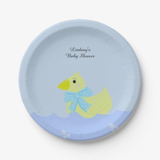 Yellow Ducky Baby Shower Paper Plates (Front)