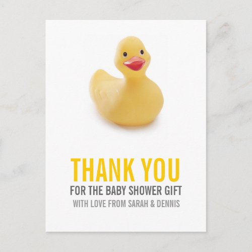 Yellow Ducky Baby Shower Thank You Postcard