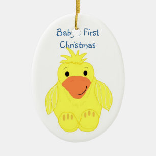 Yellow Ducky Baby's First Christmas Ceramic Ornament