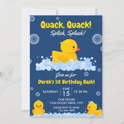 Yellow Ducky Birthday Invitation