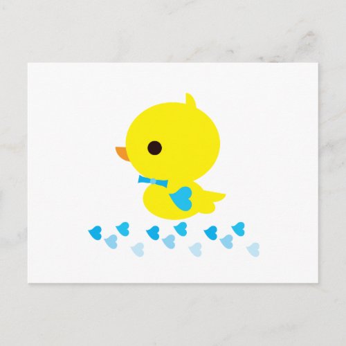 Yellow Ducky Boy Cartoon Invitation Postcard