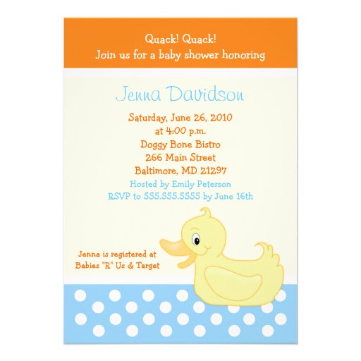 Yellow Duck Baby Shower Invitations 6