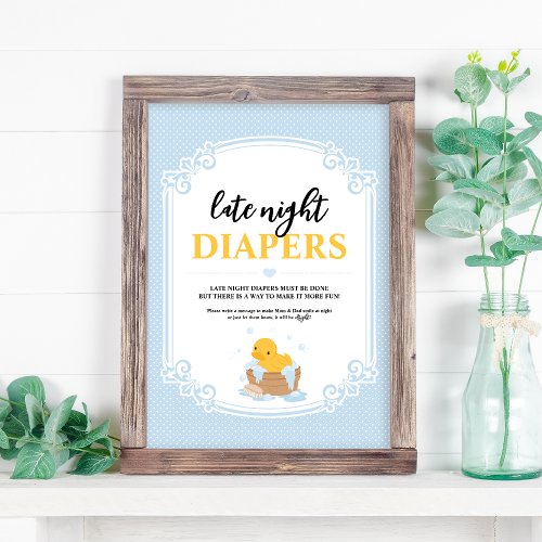 Yellow Ducky Late Night Diapers Game Sign
