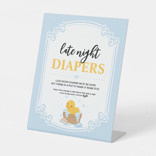 Yellow Ducky Late Night Diapers Pedalstal Sign