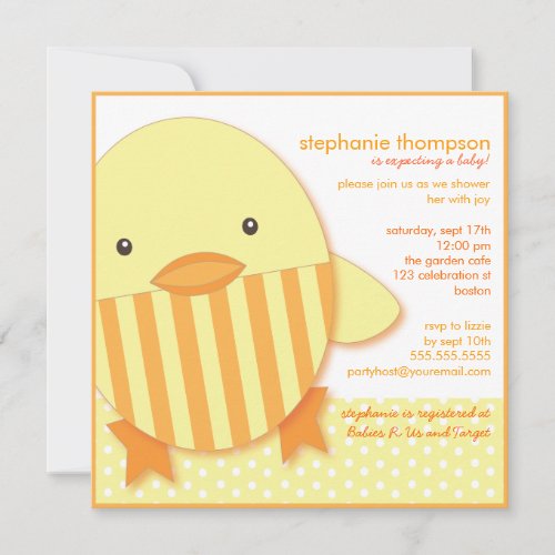 Yellow Ducky Neutral Baby Shower Invitation