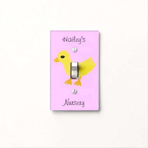 Yellow Ducky Pink Nursery Room Light Switch Cover