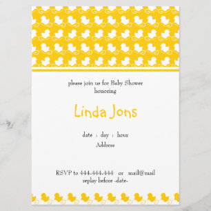 yellow ducky row baby shower invitation