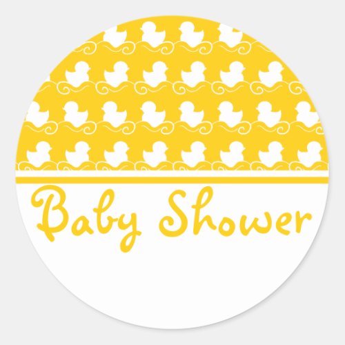 yellow ducky row baby shower seal sticker