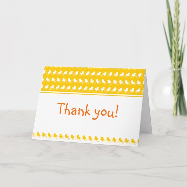 yellow ducky row baby shower thank you card (Front)