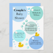 Yellow Duckys and Bubbles Baby Shower Invitation (Front/Back)