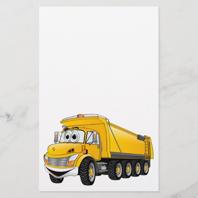 Yellow Dump Truck 10w Cartoon Stationery (Front)