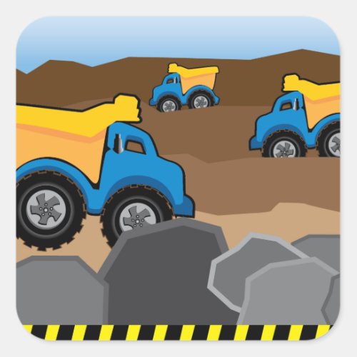 Yellow Dump Truck Birthday Stickers