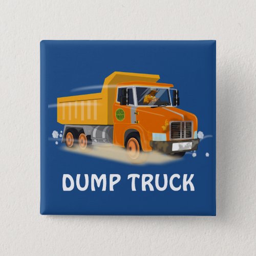 Yellow Dump Truck Cartoon for Kids Button