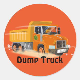 Yellow Dump Truck Cartoon for Kids Classic Round Sticker