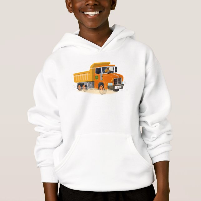 Yellow Dump Truck Cartoon for Kids Hoodie (Front)
