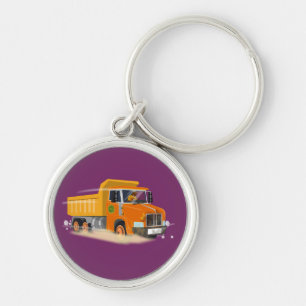 Yellow Dump Truck Cartoon for Kids Keychain