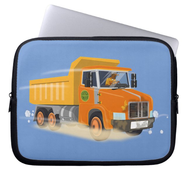 Yellow Dump Truck Cartoon for Kids Laptop Sleeve (Front)