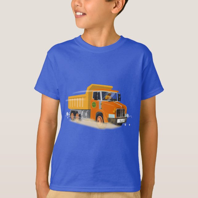 Yellow Dump Truck Cartoon for Kids T-Shirt (Front)