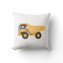 Yellow Dump Truck Construction Vehicle Boys Room Throw Pillow