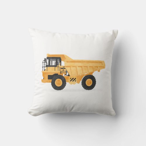 Yellow Dump Truck Construction Vehicle Boys Room Throw Pillow