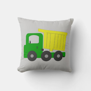 Yellow Dump Truck Grey Background Throw Pillow