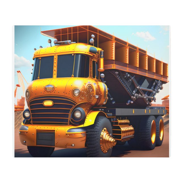 Yellow Dump Truck, Kids Construction Vehicle Decor (Front)