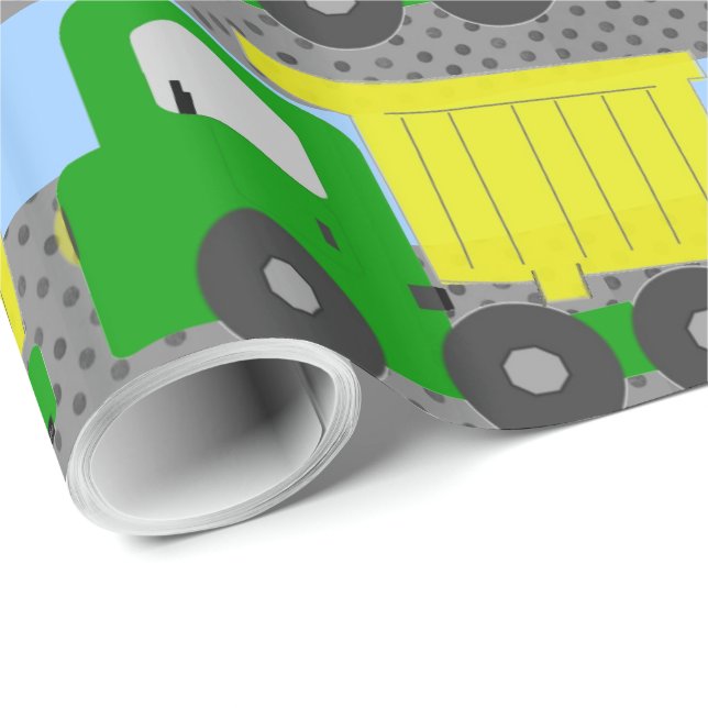 Yellow Dump Truck Wrapping Paper (Roll Corner)