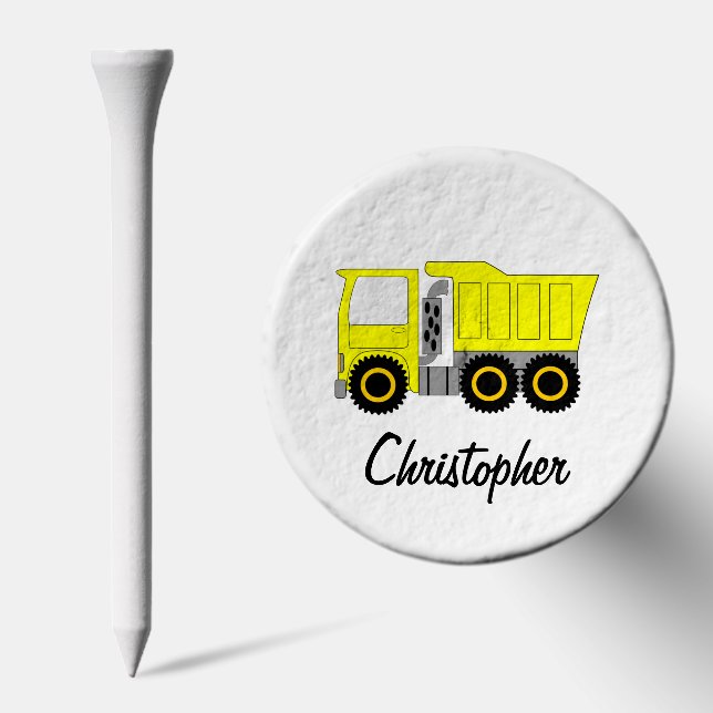Yellow Dumper Truck Design Golf Tees (Combo)
