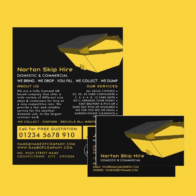 Yellow Dumpster, Skip/Dumpster Company Advertising Flyer (Creator Uploaded)