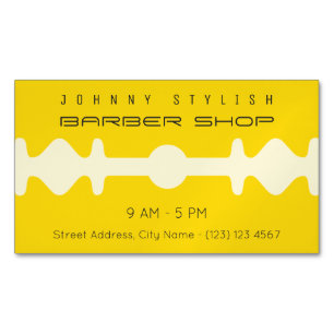 Yellow duo tone razor blade shape frame cover business card magnet