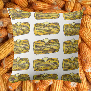 Yellow Ear Corn On The Cob Butter Picnic Food Throw Pillow by rebeccaheartsny at Zazzle