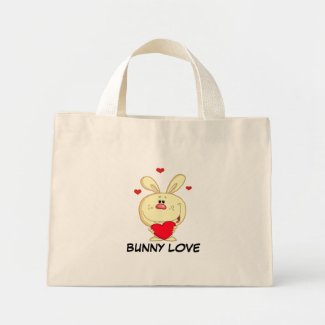 Yellow Easter Bunny Holding Heart Bag