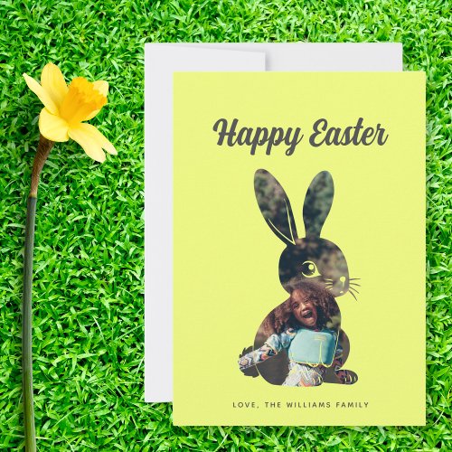 Yellow Easter Bunny Photo Holiday Card