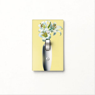 Yellow Easter Lilies Floral Vase  Light Switch Cover