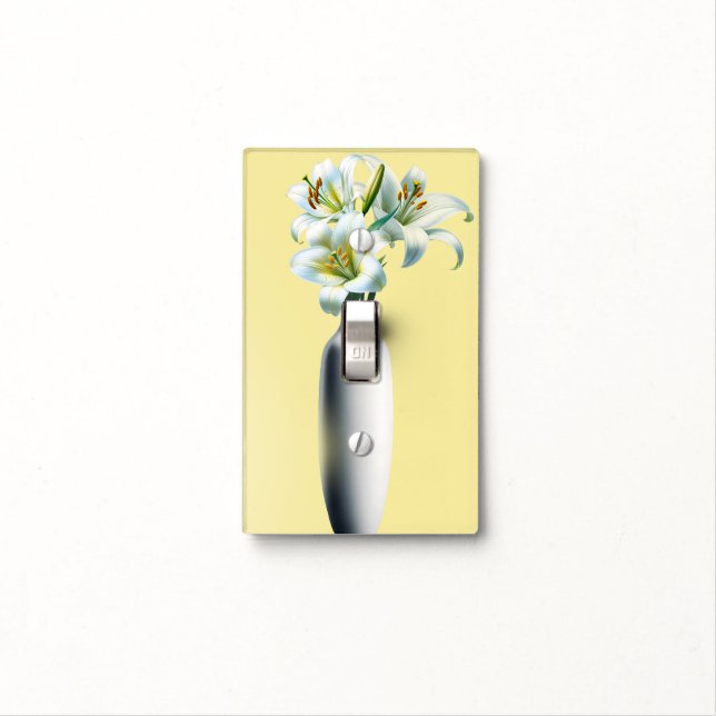 Yellow Easter Lilies Floral Vase  Light Switch Cover (In Situ)