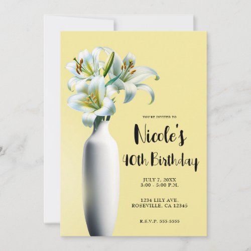 Yellow Easter Lilies Vase Floral Birthday Party