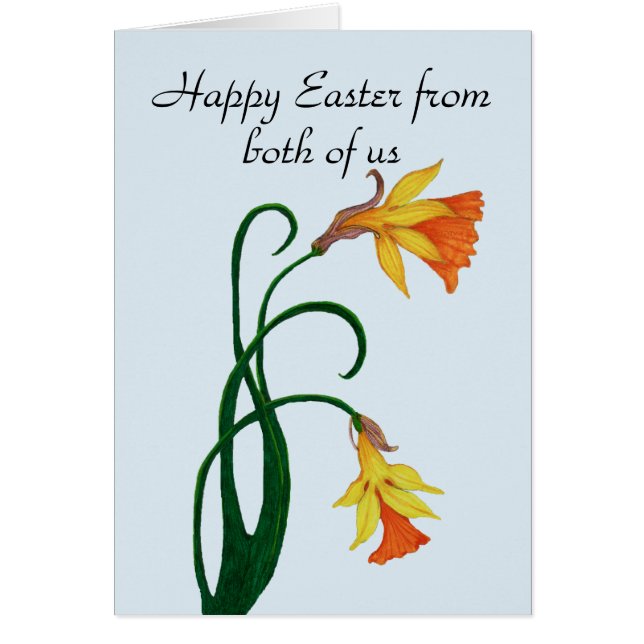Yellow Easter Lily Daffodil, Happy Easter Cards (Front)