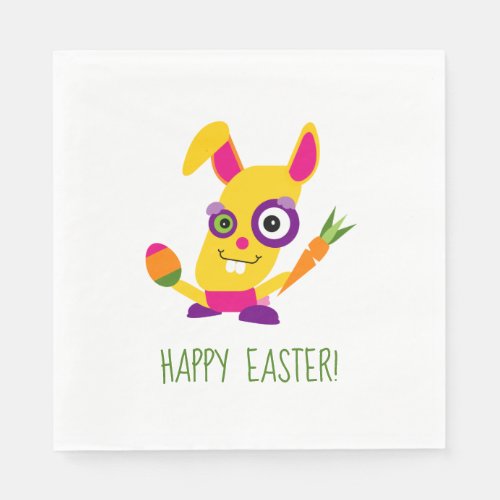 Yellow Easter Rabbit Kawaii Cartoon Napkins