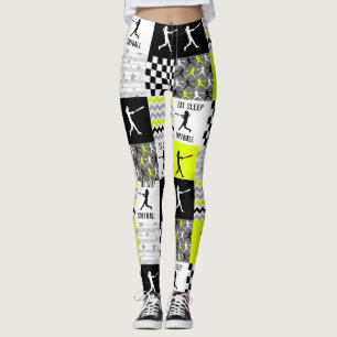Yellow Eat Sleep Softball  Leggings
