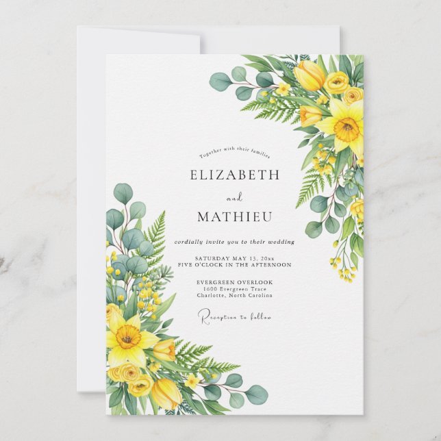Yellow Effervescent Spring Wedding Invitation (Front)