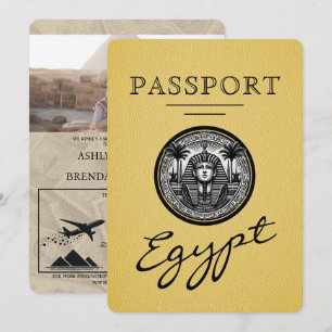 Yellow Egypt Passport Wedding Invitation