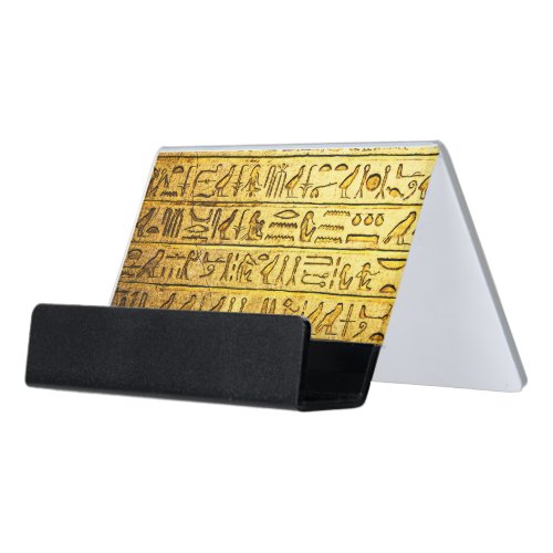 Yellow Egyptian Hieroglyphs Card Holder