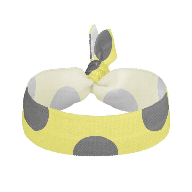 Yellow Elastic Hair Tie with Black Dot Accent (Front)