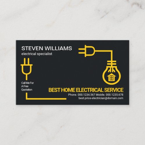 Yellow Electric Circuit Wiring Electrician Service Business Card