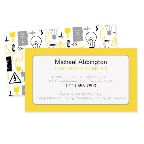 Yellow Electrical Electrician Business Card