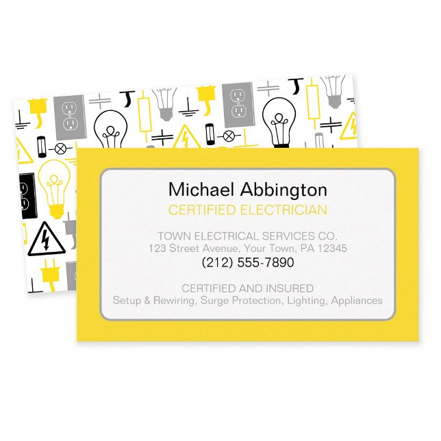 Yellow Electrical Electrician Business Card (Creator Uploaded)