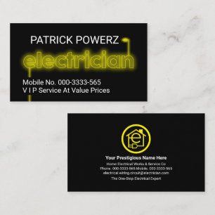 Yellow Electrician Circuit Lighting Business Card