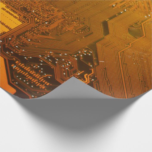 yellow electronic circuit board computer chip moth wrapping paper Zazzle