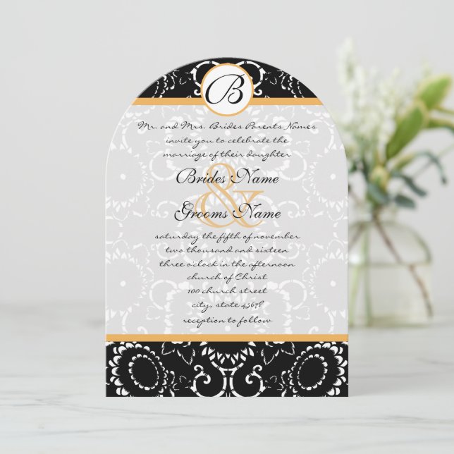 Yellow Elegance Black Sunflowers Wedding  Invitation (Standing Front)