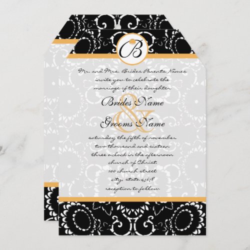 Yellow Elegance Black Sunflowers Wedding  Invitation